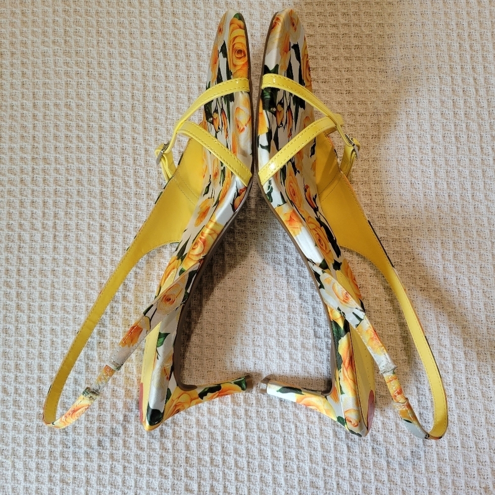 Floral Yellow Strappy Heels - Picture 7 of 13
